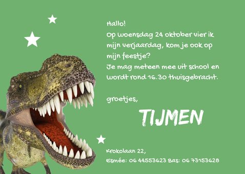 dino uitnodiging kaart