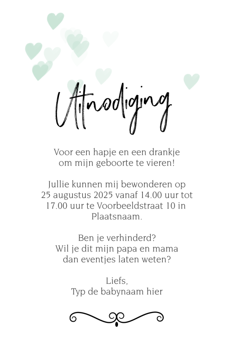 klein kaartje babyborrel